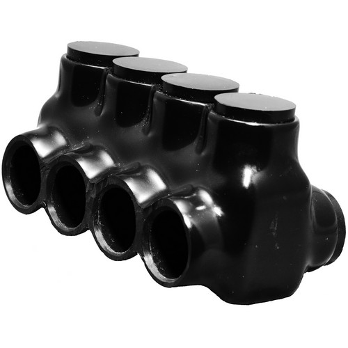 Black Insulated Multi-Cable Connector - Dual Entry 4 Ports 350 - 6