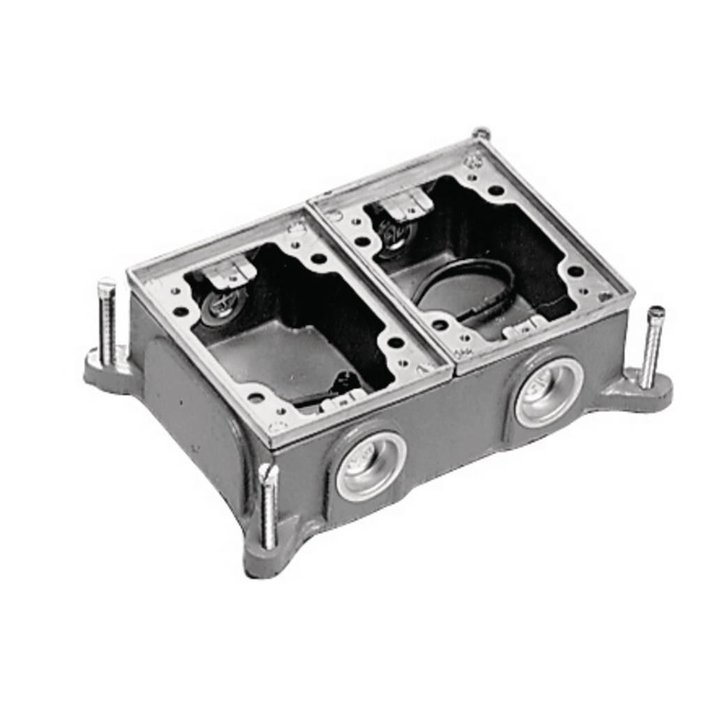 2-Gang Rectangular Cast Iron Box, Shallow, Semi Adjustable Top