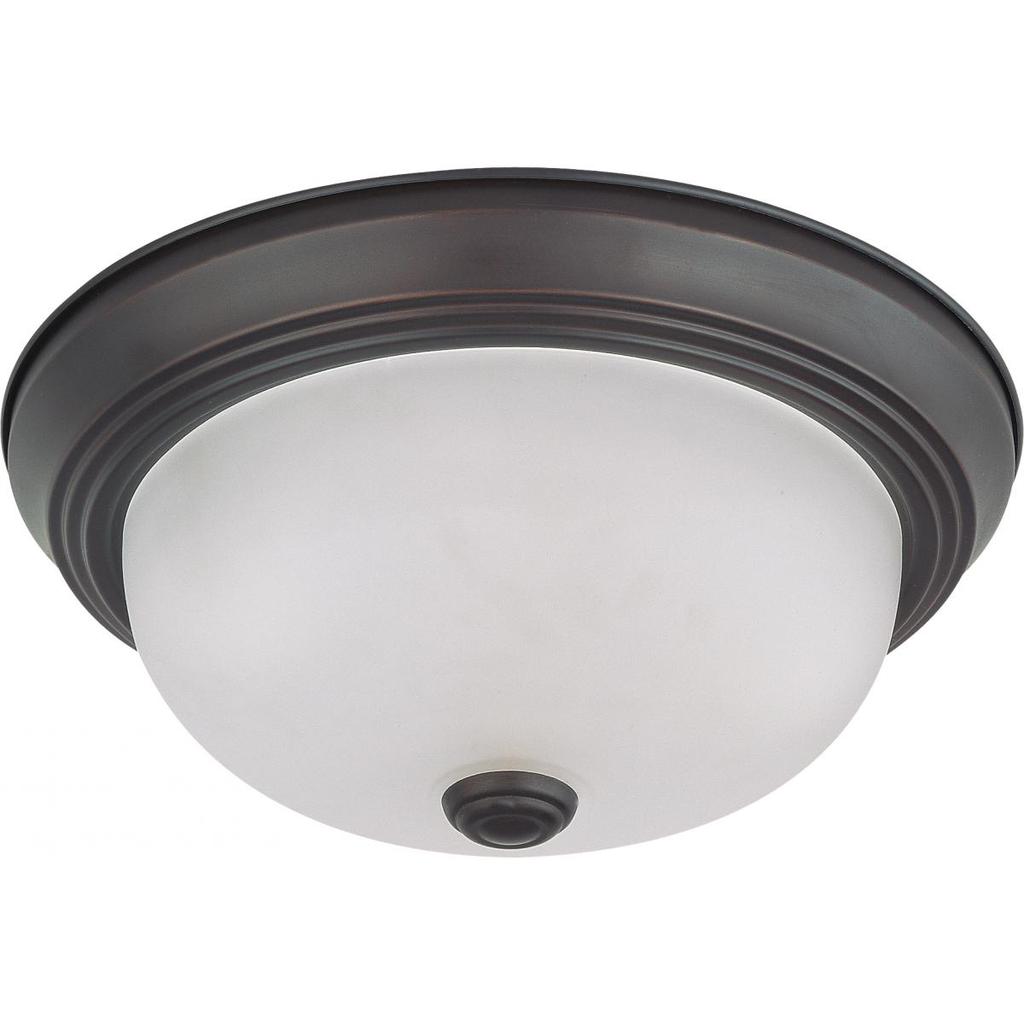 2 Light 11" Flush Mount with Frosted White Glass, Color retail packaging