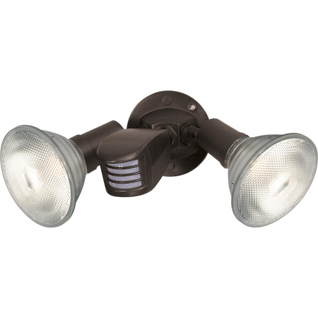 2 Light - 10" Flood Light- PAR38 with Adjustable Swivel and Motion Sensor - Bronze Finish