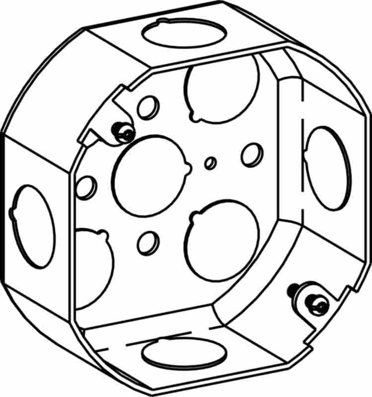 1-1/2" DEEP, 4" (4O) DRAWN OCTAGON STEEL BOX WITH 1/2" KO