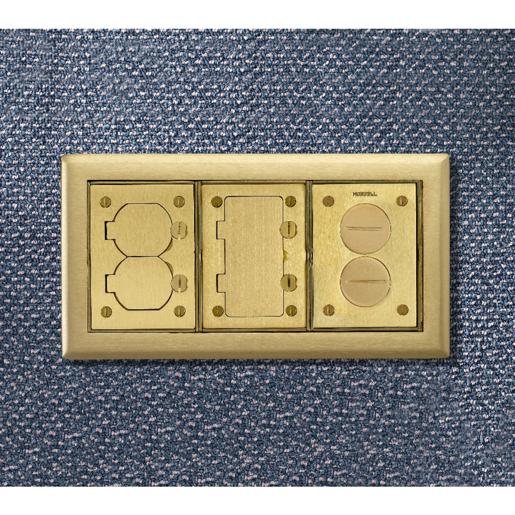 3-Gang Carpet Flange, Rectangular, 6.00" X 11.43", Brushed Brass
