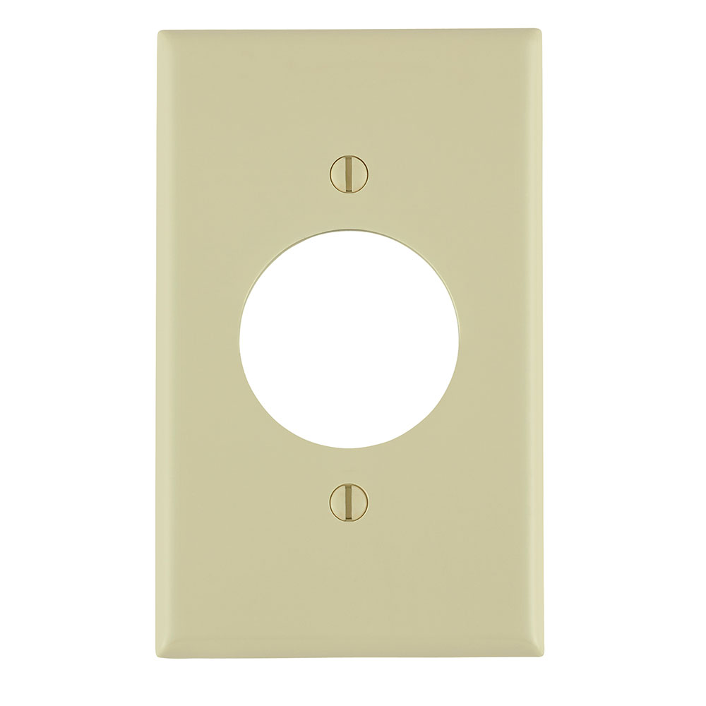 1-Gang 1.60 Inch Hole Outlet/Receptacle Wallplate, Standard Size, Thermoplastic Nylon, Ivory