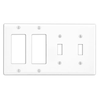 4-Gang Decora/GFCI Combination Wallplate, Standard Size, Painted Metal, White