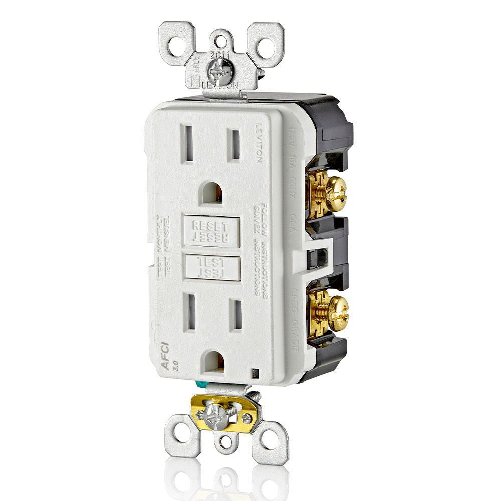 15 Amp, Self Test, Tamper-Resistant AFCI Outlet with LED Indicator Light