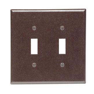 2-Gang Toggle Switch Wallplate, Midway Size,Thermoset, Brown