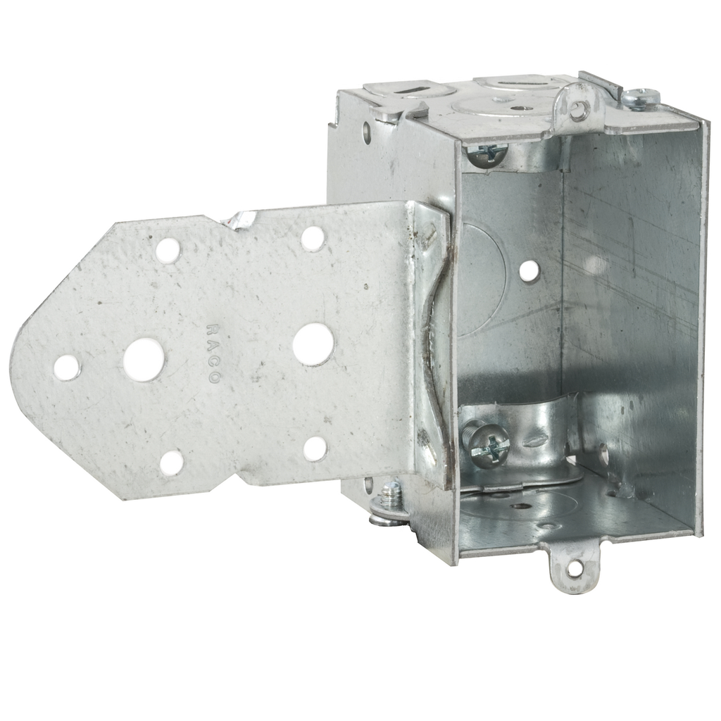 3 in. x 2 in. Switch Box, Gangable, 2-1/2 in. Deep, Three 1/2 in. KO's & NMSC Clamps, LB Bracket