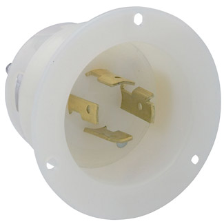 20 Amp, 125/250 Volt, Flanged Inlet Locking Receptacle, Industrial Grade