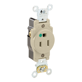 15 Amp Single Receptacle/Outlet, Hospital Grade, Self-Grounding