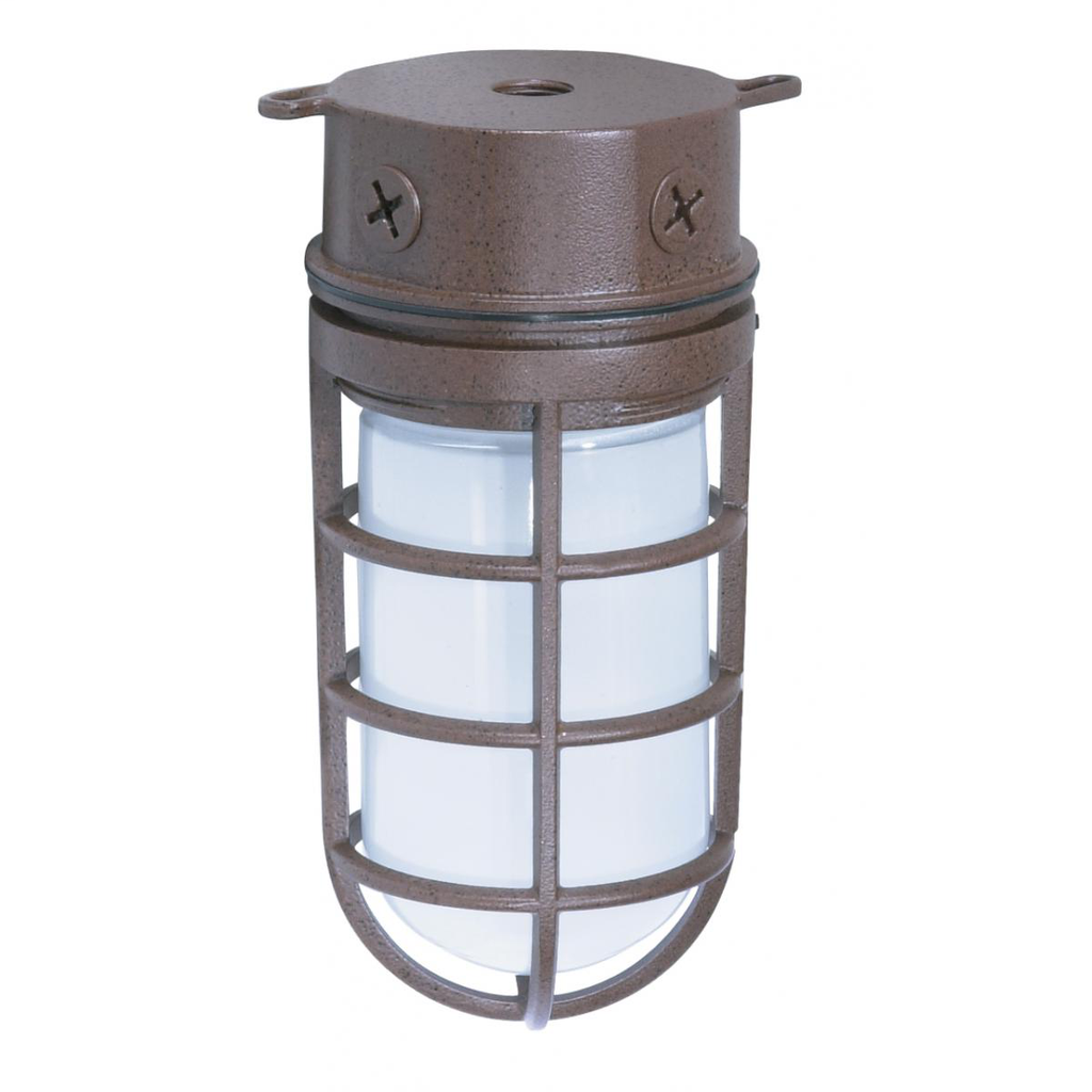 1 Light - 10" Vapor Proof - Surface Mount with Frosted Glass - Old Bronze Finish