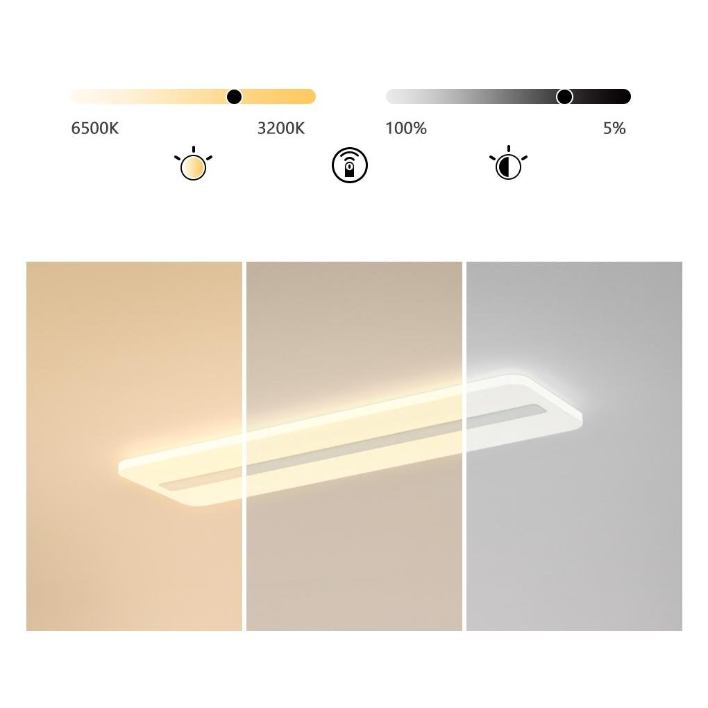 White 3 Step Dimming Rectangular Flush Mount Ceiling Light
