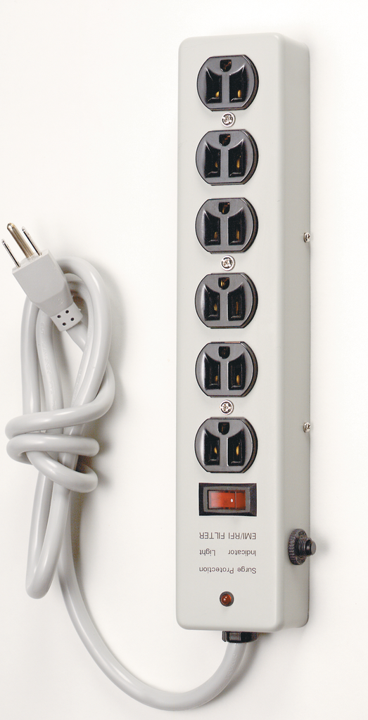 6 Outlet Professional Metal Surge Strip; 4 Foot Cord; 14/3 SJT; Indoor Use Only; 540 Joules; 15A-120V; 1800W