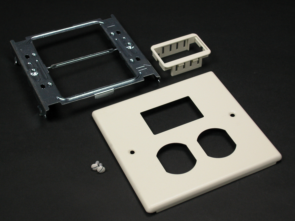 4047 Two-Gang Cover and Pass and Seymour Activate 2A Mini Adapter Fitting