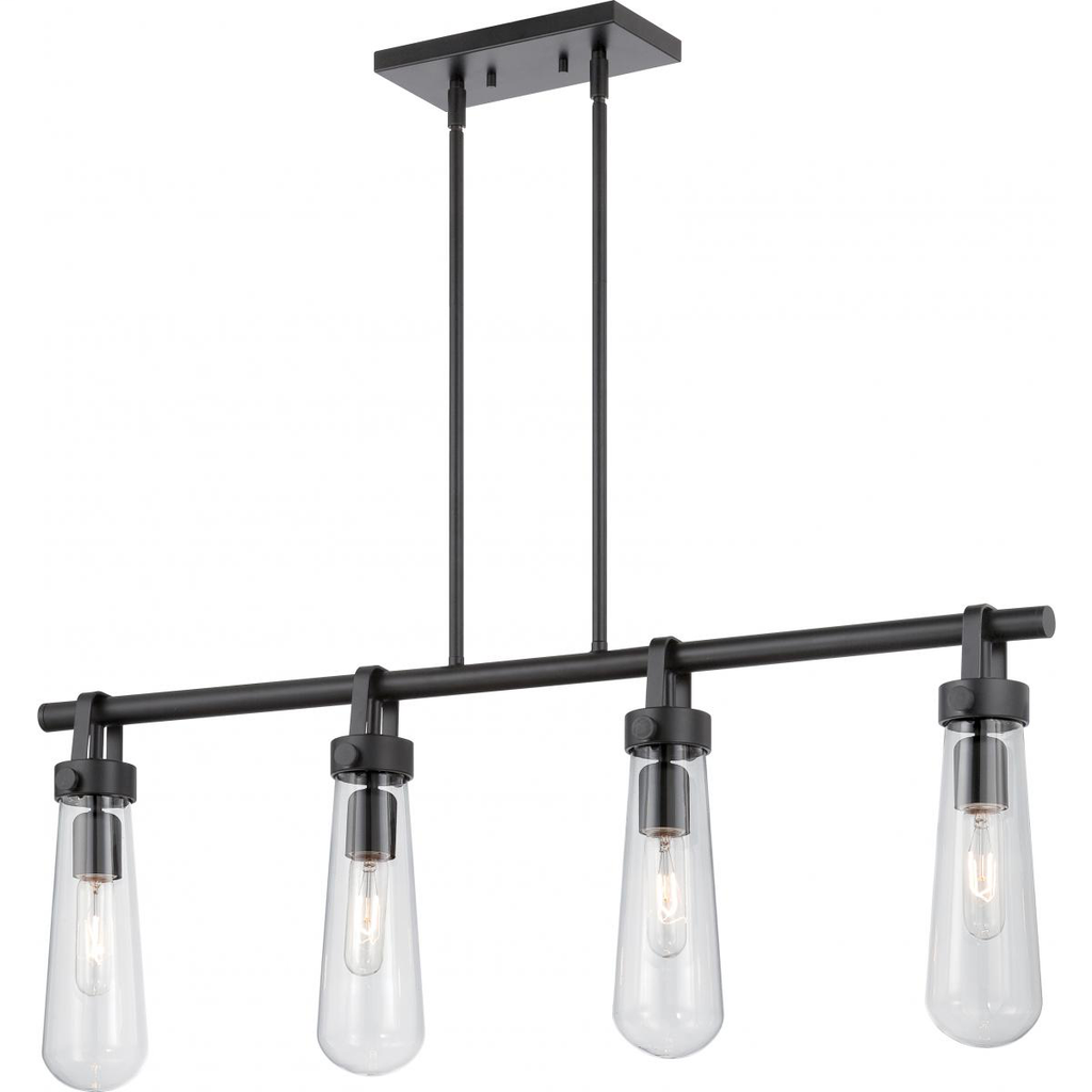 Beaker - 4 Light Island Pendant with Clear Glass -Aged Bronze Finish