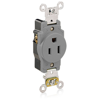 15 Amp Single Receptacle/Outlet, Industrial Grade, Self-Grounding