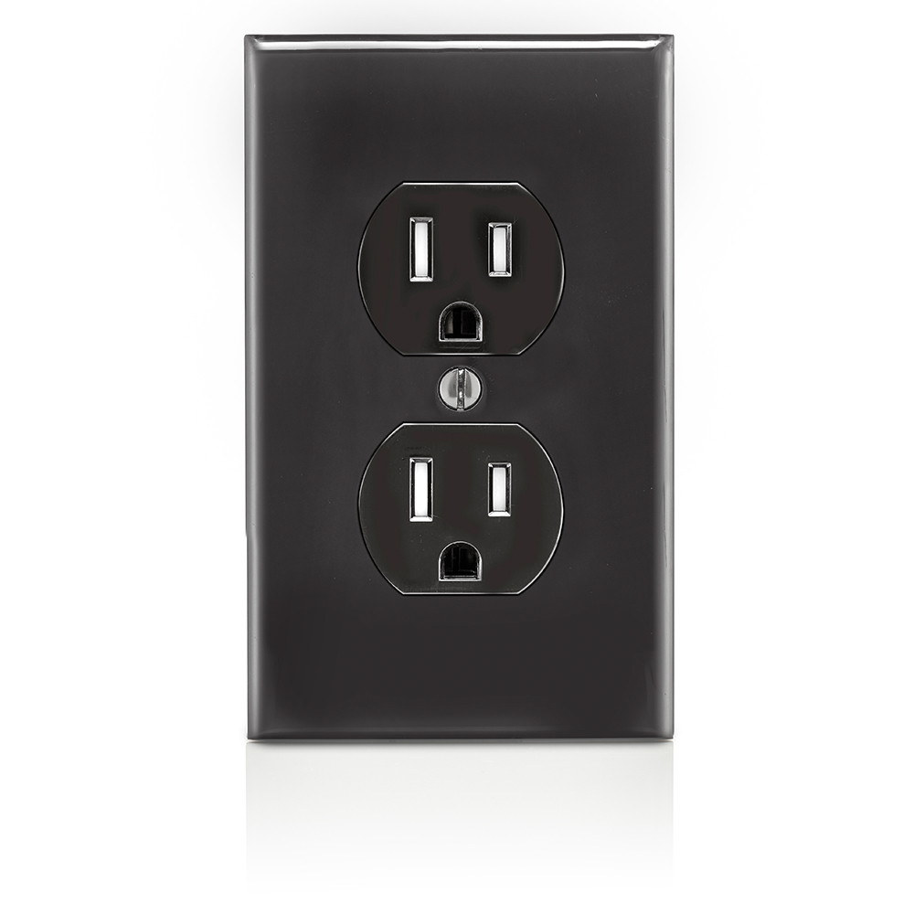15 Amp Tamper-Resistant Duplex Outlet/Receptacle, Grounding, Black