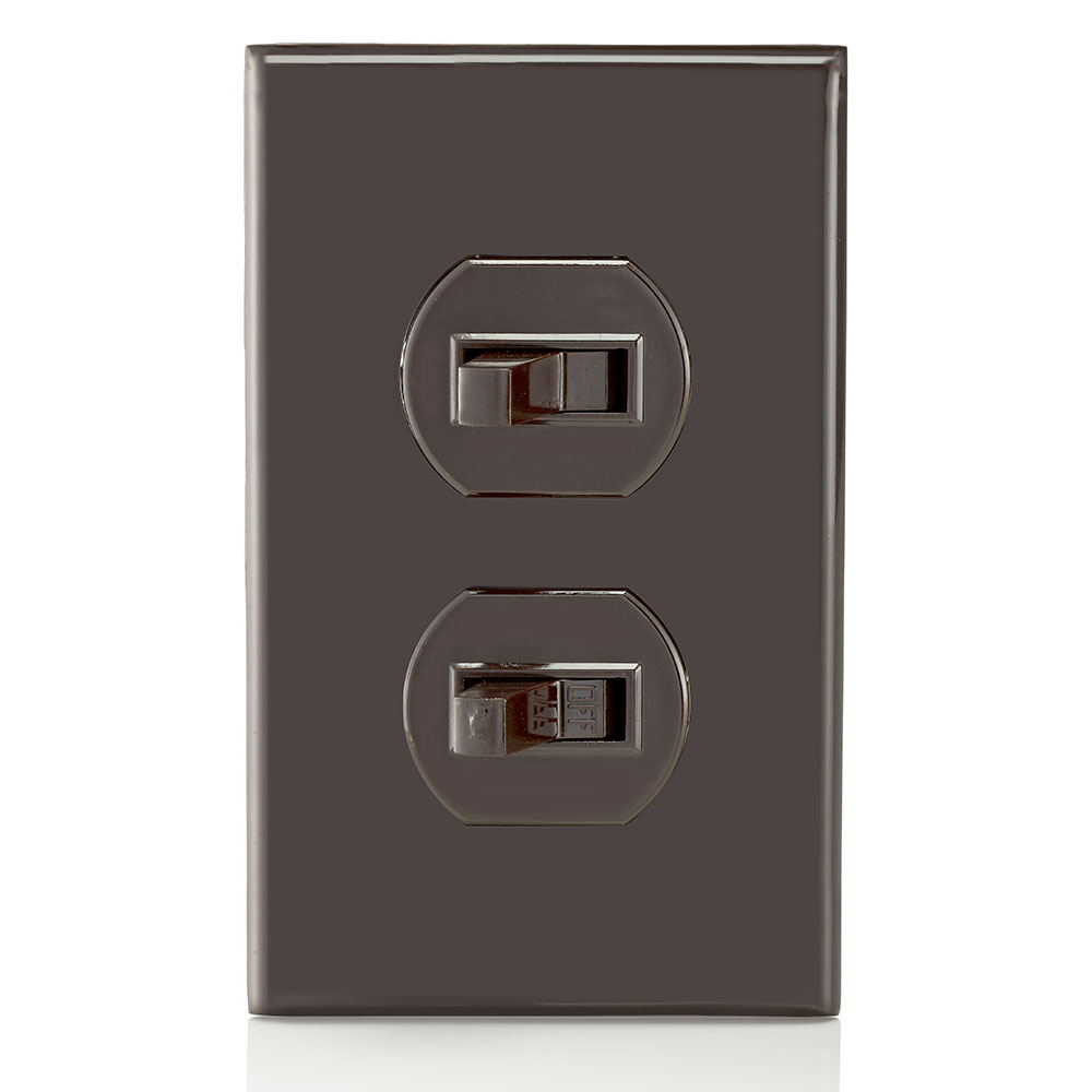 15 Amp, 120/277 Volt, Duplex Style Single-Pole / 3-Way AC Combination Switch, Residential/Commercial Specification Grade, Non-Grounding, Side Wired, Brown