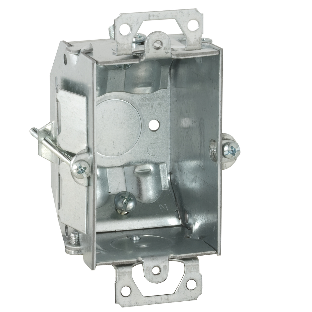3 in. x 2 in. Switch Box, Gangable, 2-1/4 in. Deep, One 1/2 in. KO & NMSC Clamps, TIGER GRIP®, Old Work
