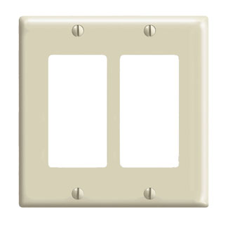 2-Gang Decora/GFCI Device Wallplate, Standard Size, Thermoplastic Nylon, Ivory