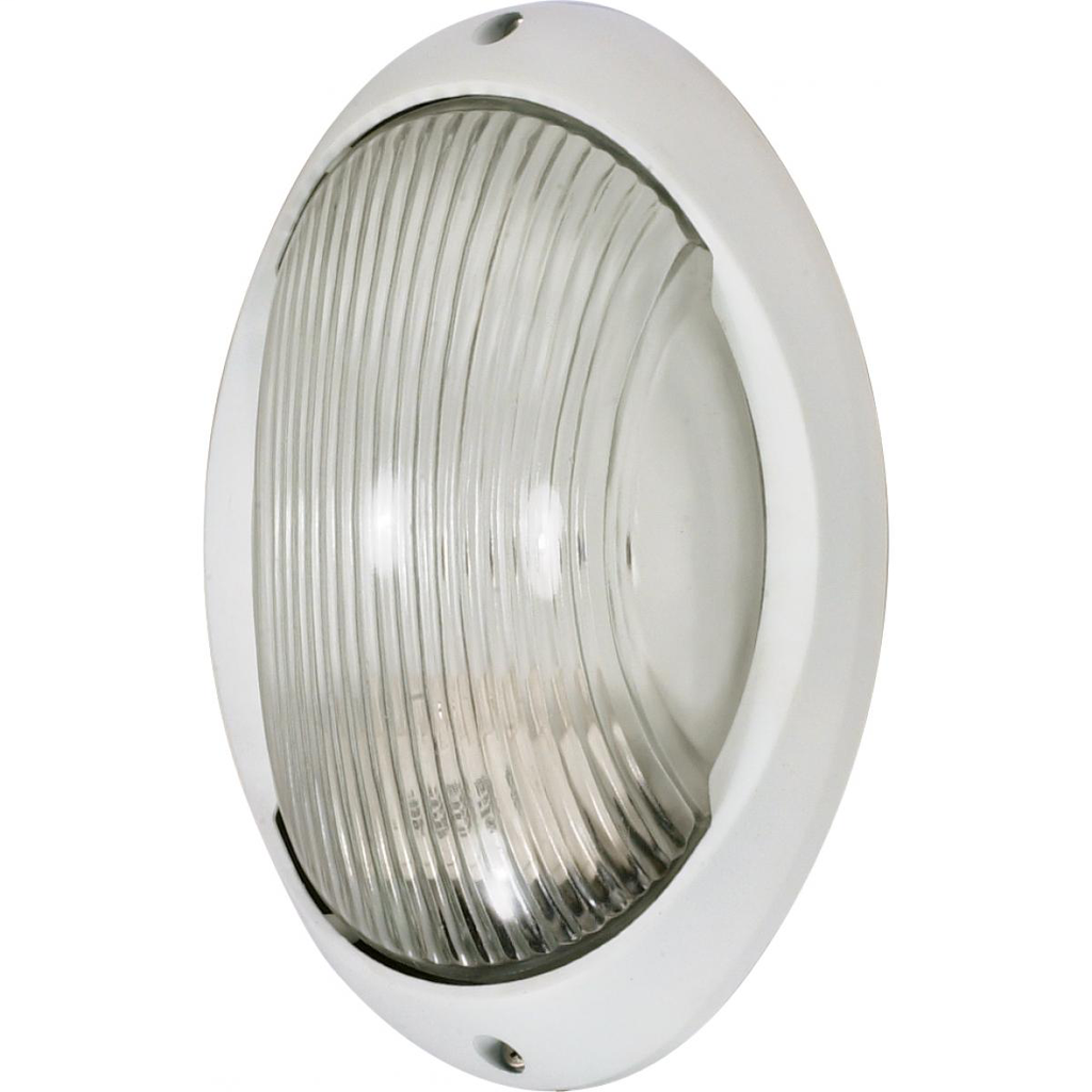 1 Light - 11" Large Oval Bulkhead - Semi Gloss White Finish
