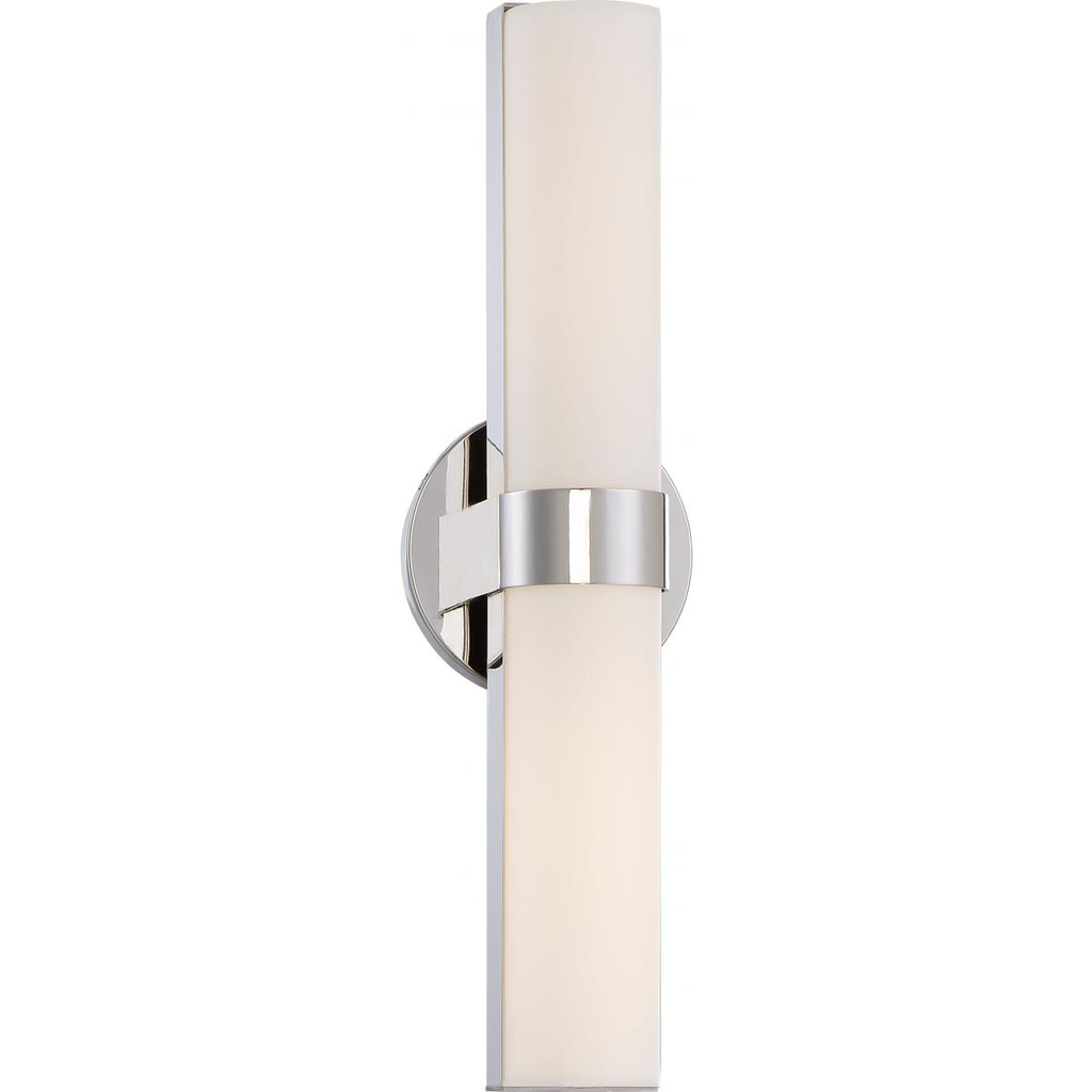 Bond - Double LED Vanity with White Acrylic Lens - Polished Nickel Finish