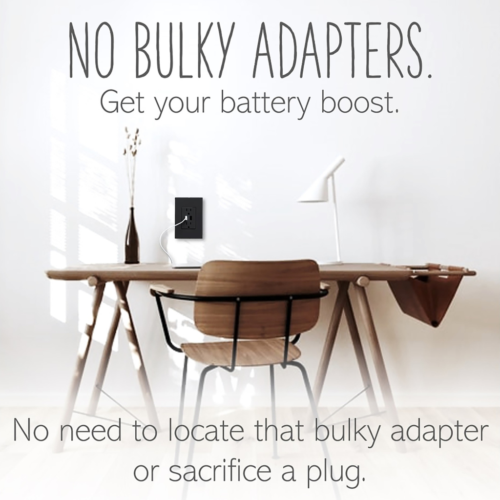 adorne® Dual-USB Outlet , Graphite