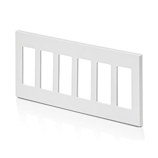 6-Gang Decora Plus Screwless Wallplate, Polycarbonate, White