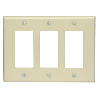 3-Gang Decora/GFCI Device Wallplate, Midway Size,Thermoset, Ivory