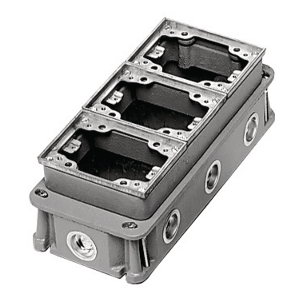 3-Gang Rectangular Cast Iron Box, Deep Top