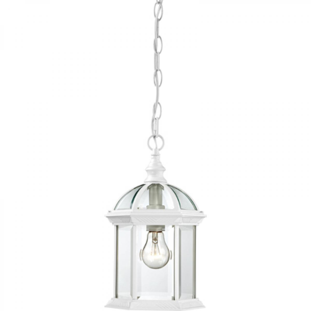Boxwood - 1 Light 14" Hanging Lantern with Clear Beveled Glass - White Finish