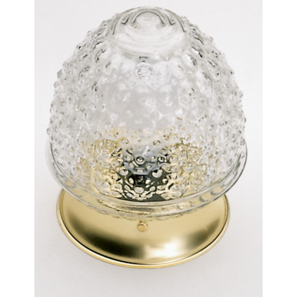 1 Light - 6" Flush with Clear Pineapple Glass - Polished Brass Finish