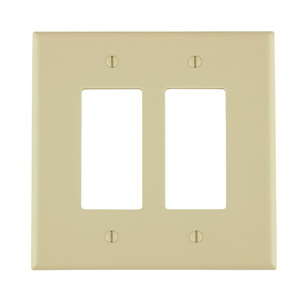 2-Gang Decora/GFCI Wallplate, Oversized, Thermoset, Device Mount - Ivory