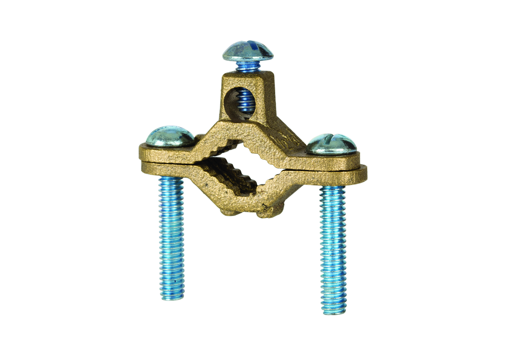 Bronze Ground Clamp for Water Pipe, 1/2″ to 1″ Pipe, Steel Screws