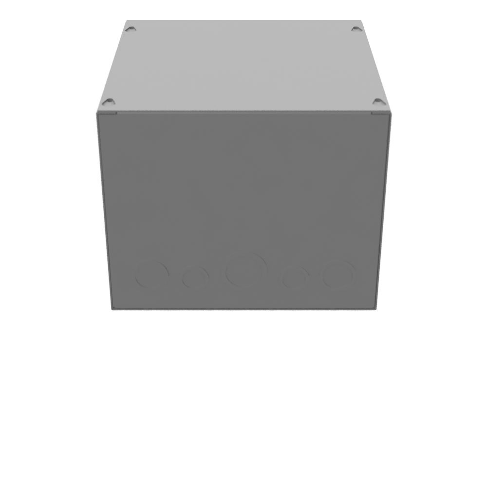 10x8x10 Screw Cover Type 1 UL Steel KOs Gray Cover w/Teardrop Slots Holes In Back