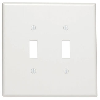 2-Gang Toggle Switch Wallplate, Oversized, Thermoset, White