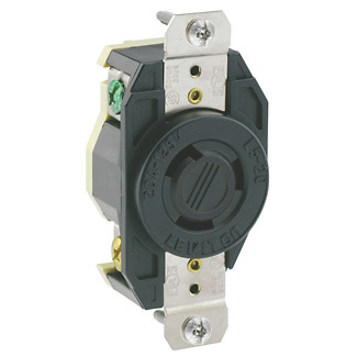 20 Amp, 250 Volt, Flush Mount Locking Receptacle, Industrial Grade