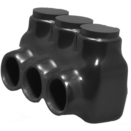 Black Insulated Multi-Cable Connector - Single Entry 3 Ports 750 - 250