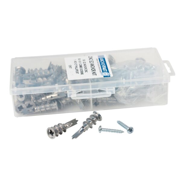 1Zkit #8 Zip-Mate Ez Anchor Zinc Kit - 50- Anchors 50- 8 X 1 Pan Combo Sheet Metal Screws