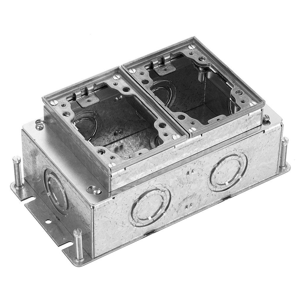 2-Gang Rectangular Galvanized Stamped Steel Box, Deep Top
