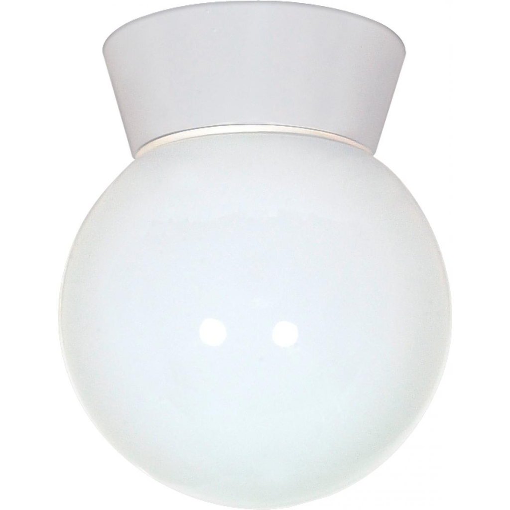 1 Light - 8" Utility Ceiling with White Glass White Finish