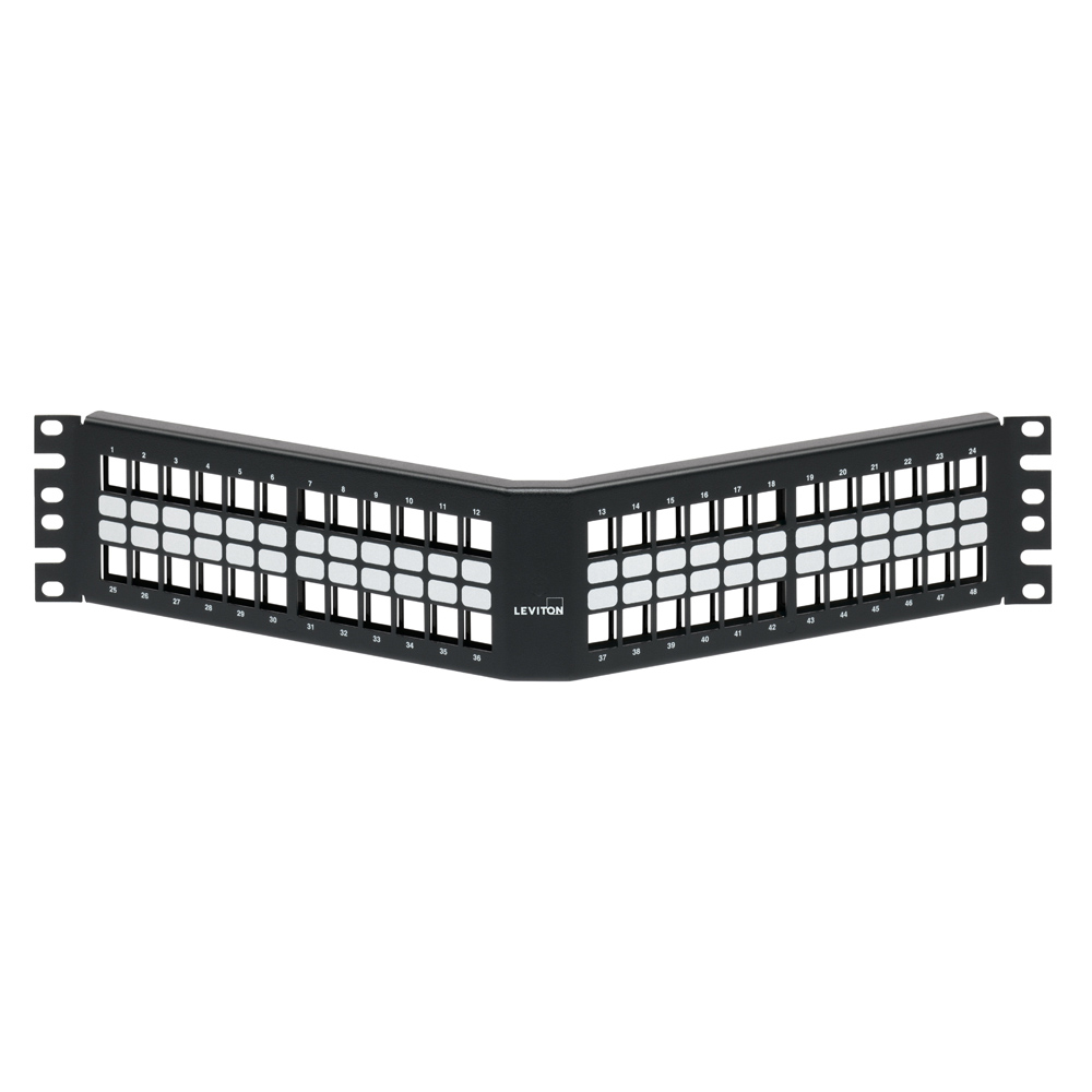 Angled QUICKPORT™ Patch Panel, 48‑Port, 2RU, Black