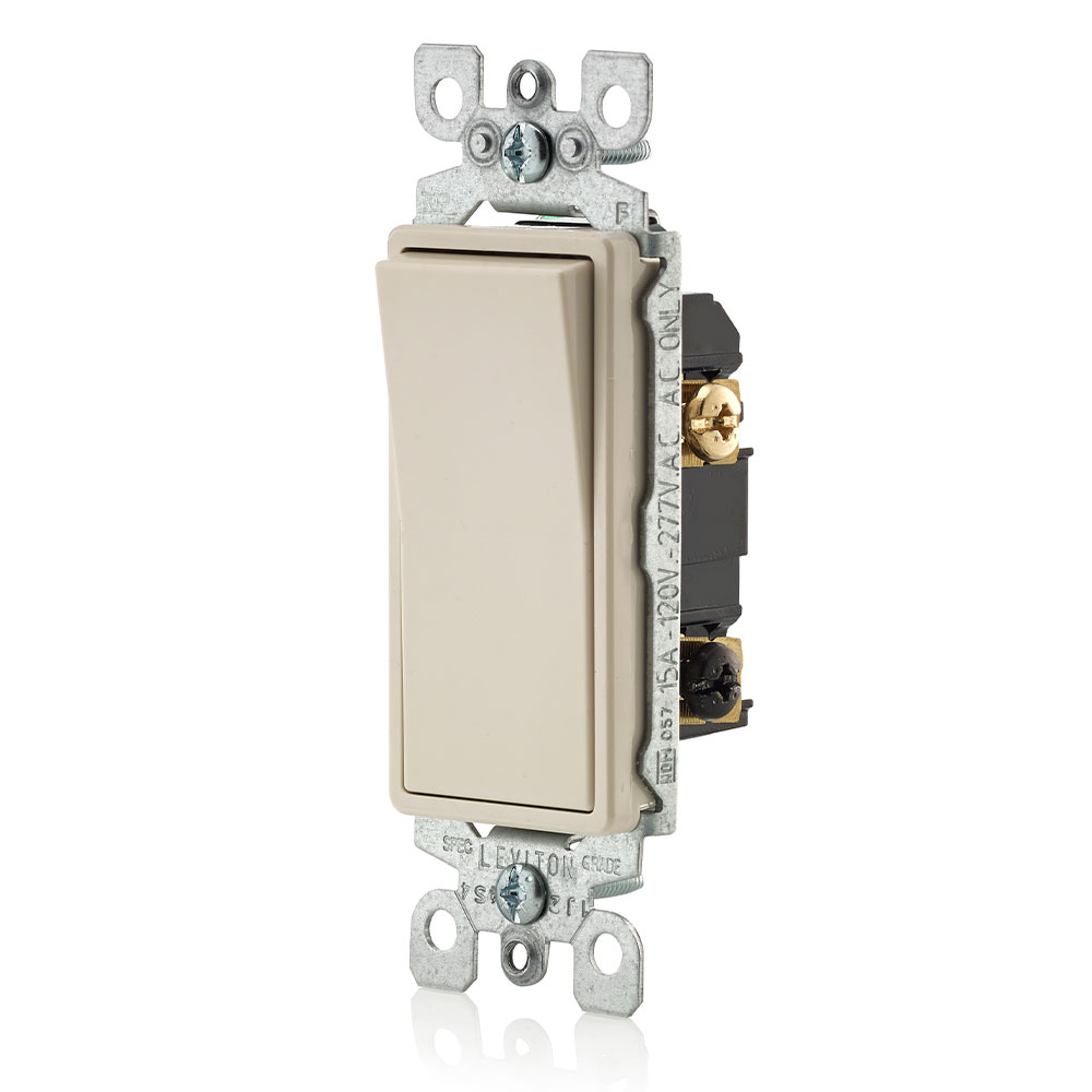 15 Amp Decora Rocker 3-Way Switch, Grounding, Light Almond