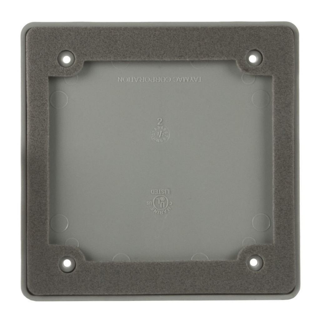2-Gang Weatherproof Cover, Plastic, Blank, Gray