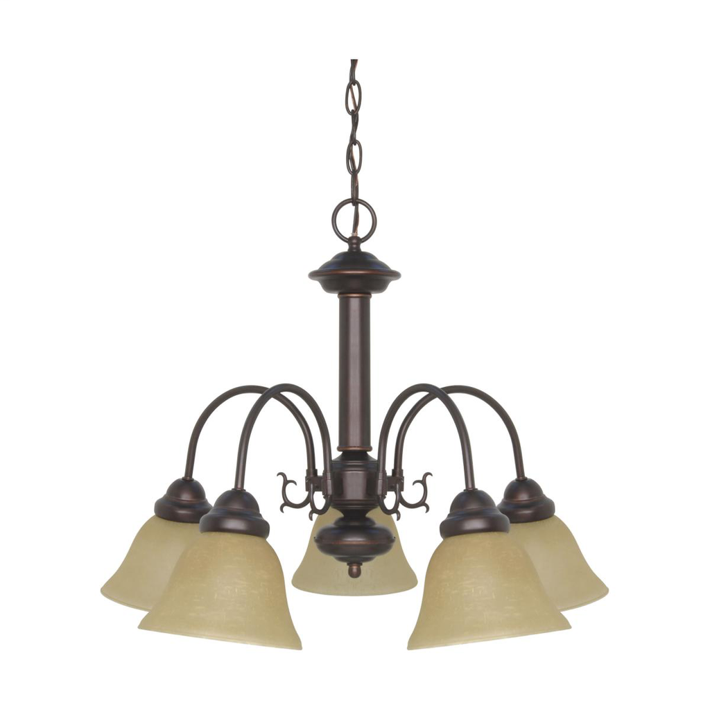 Ballerina - 5 Light Chandelier with Champagne Linen Washed Glass - Mahogany Bronze Finish