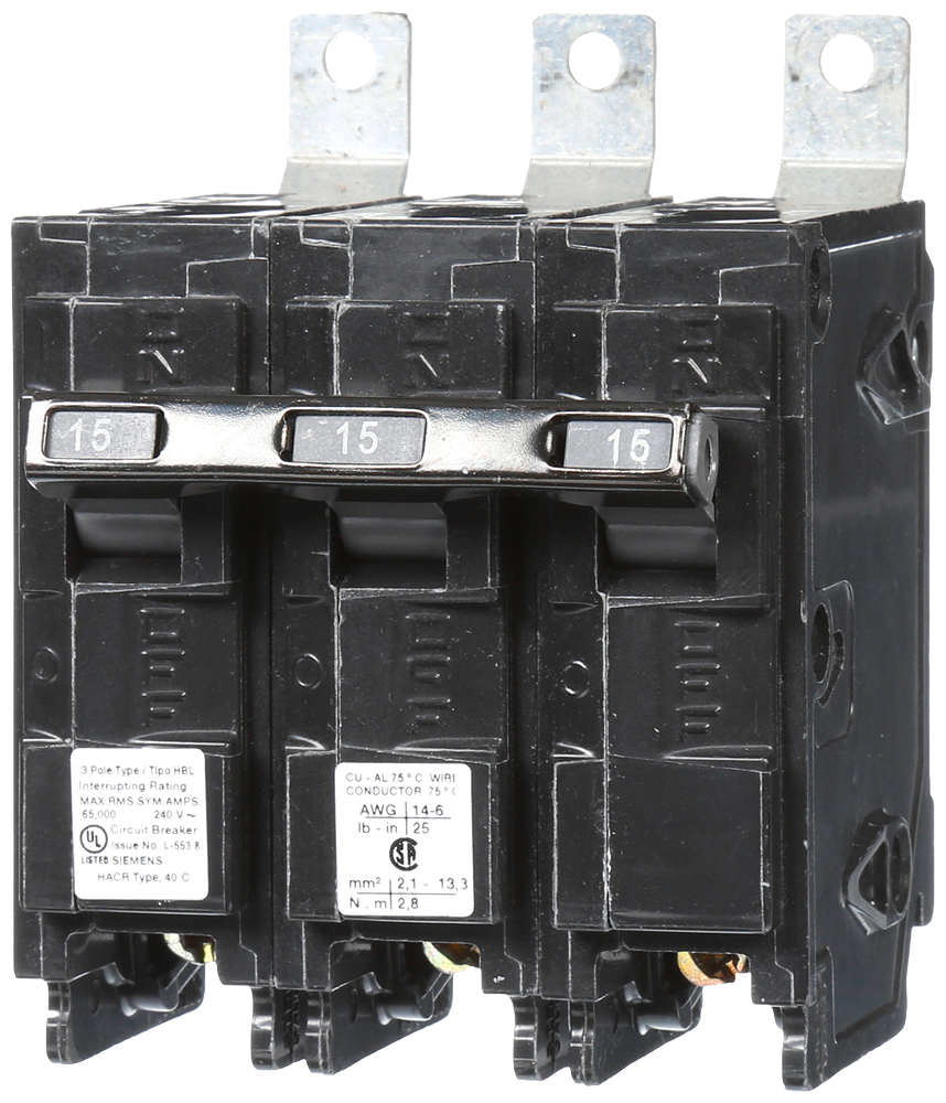 BREAKER 15A 3P 240V 65K HBL