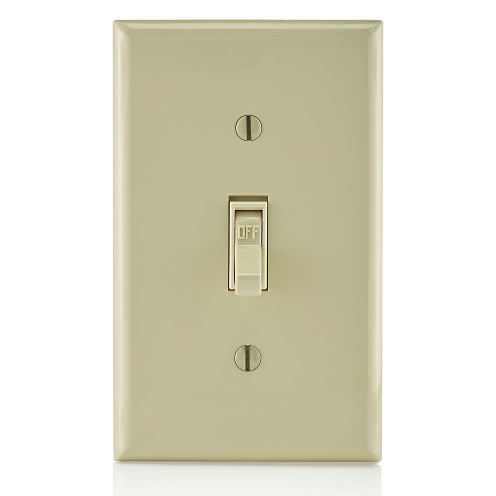 15 Amp Single-Pole Toggle Switch, Grounding, Ivory