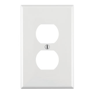 1-Gang Duplex Outlet/Receptacle Wallplate, Midway Size, Thermoplastic Nylon, White