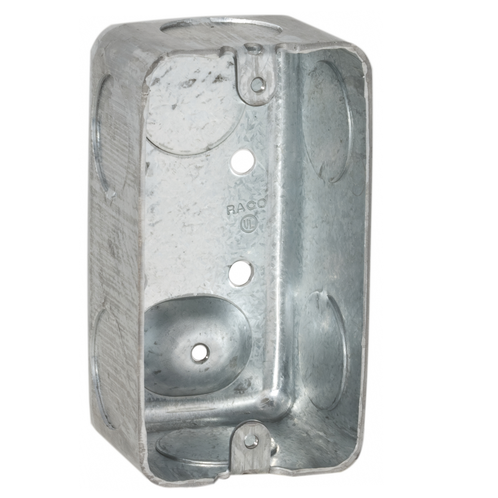 4 in. x 2 in. Handy Box, Drawn, 1-7/8 in. Deep, Seven 3/4 in. KO's, Raised Ground