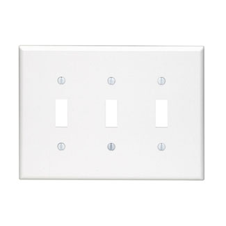 3-Gang Toggle Switch Wallplate, Midway Size, Thermoset, White