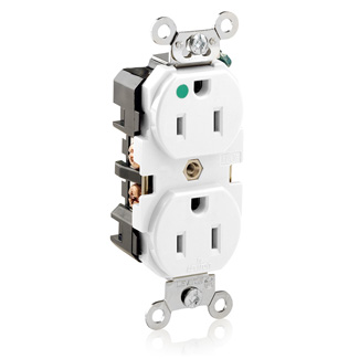 15 Amp Duplex Receptacle/Outlet, Hospital Grade, Self-Grounding